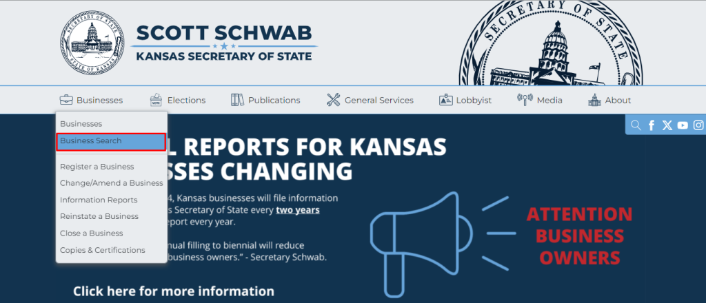 Kansas Secretary Of State Business Search | Access Business Entity Search